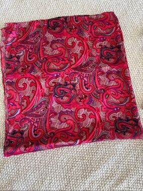 Wild Rags Vibrant Red Paisley Silky Scarf